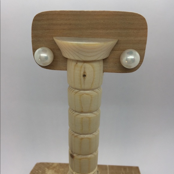 925 White iridescent earrings double stud - Picture 8 of 9